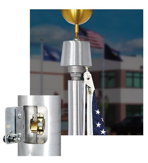 Internal Halyard Cam Cleat Flagpole