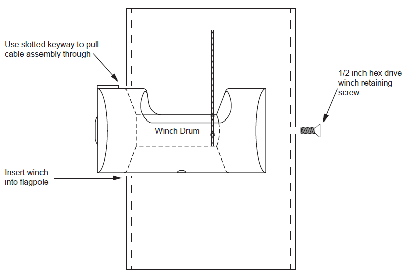 M-Winch in Internal Halyard Flagpole Illustration